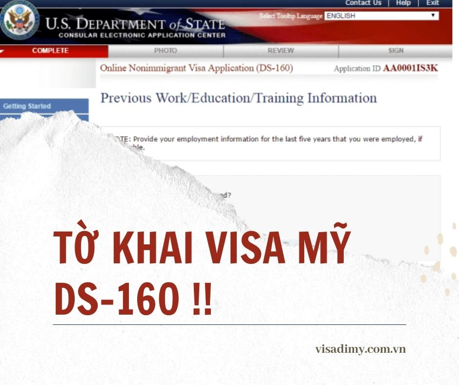 tờ khai visa Mỹ DS-160